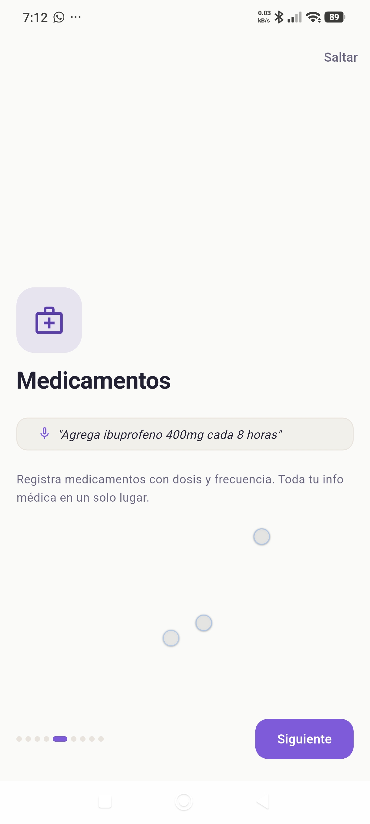 Pantalla de Medicamentos en Lunian Assistant