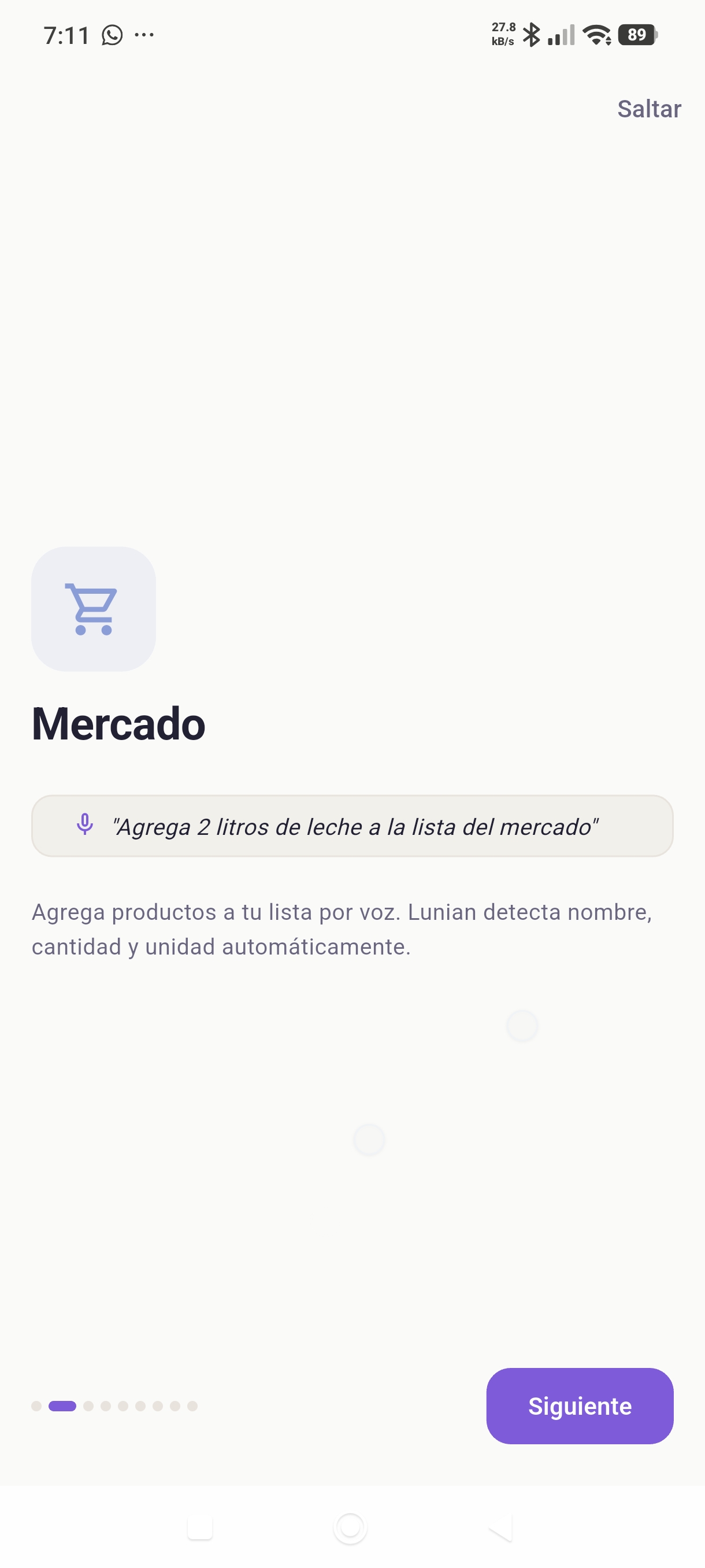 Pantalla de Lista del mercado en Lunian Assistant